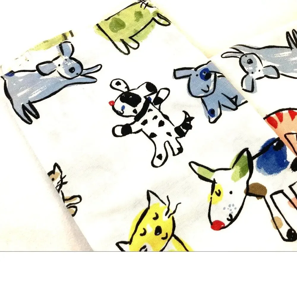 Shower Curtain Dogs Puppies Cats Kitties Multi-Color Cotton